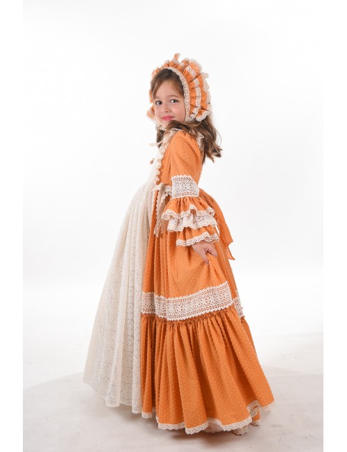 Özel Tasarım Vintage Kız Çocuk Elbise, Saç Aksesuarlı Kız Çocuk  Abiye Elbise, Uzun Çocuk Elbise