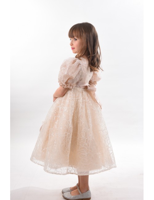 Özel Tasarım Kız Çocuk Uzun Elbise, Vintage Kız Çocuk Elbise, Çanta Aksesuarlı Abiye Elbise