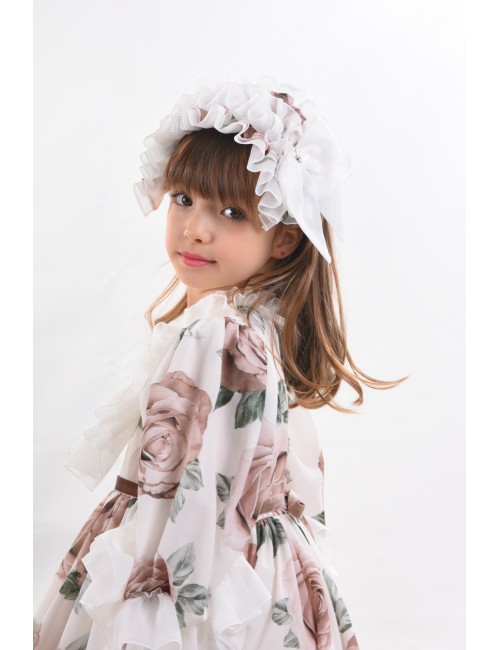 Özel Tasarım Kız Çocuk Uzun Elbise, Vintage Kız Çocuk Elbise, Kolye ve Saç Aksesuarlı Abiye Elbise