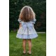 Mavi Dantel Detaylı Elbise, Arkası Fiyonklu Elbise, Keten Kız Çocuk Abiye, Vintage Elbise