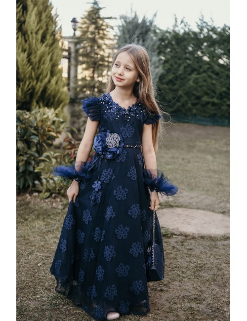 Bilek Aksesuarlı, Vintage Kız Çocuk Elbise, Abiye Elbise