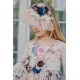 Çiçekli, Dantel Detaylı, Taç Şapkalı Vintage Kız Çocuk Elbise, Kutlama Elbisesi