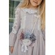 Duvaklı, Kolyeli, Özel Tasarım, Keten, Vintage Kız Çocuk Elbise