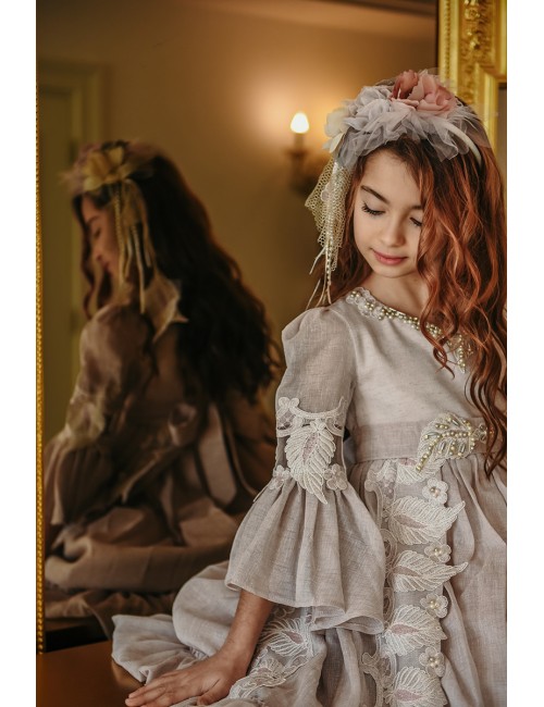 Taçlı , Özel Tasarım Vintage Kız Çocuk Elbise