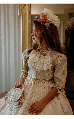 Çantalı ve Taçlı , Özel Tasarım Vintage Kız Çocuk Elbise