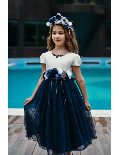 Taç Aksesuarlı , Vintage Kız Çocuk Elbise, Abiye Elbise.